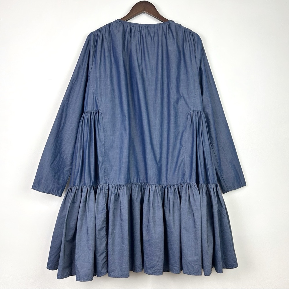 Merlette Martel Pleated Dress in Dark Chambray - Picture 8 of 9